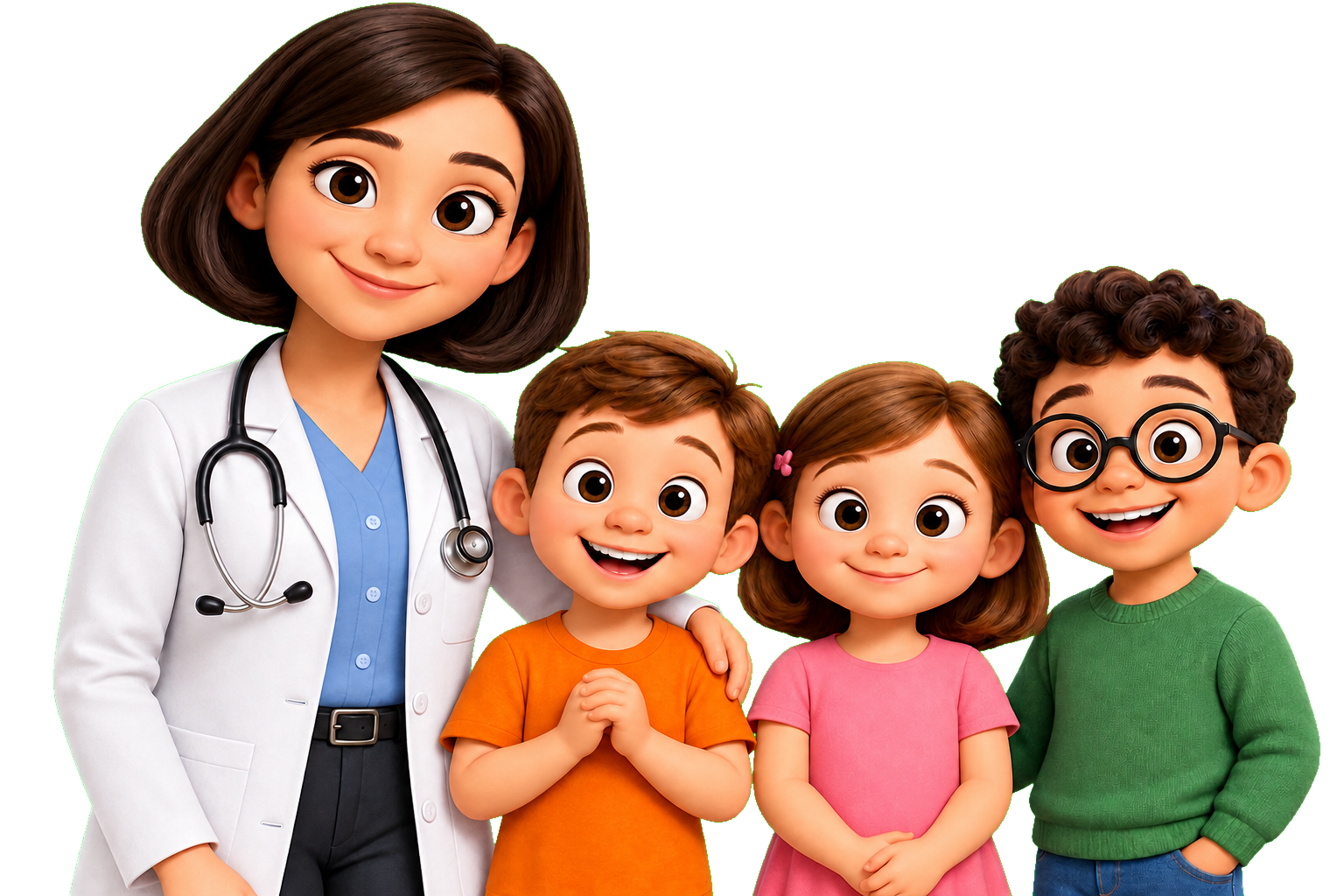 A friendly paediatrician with three happy children