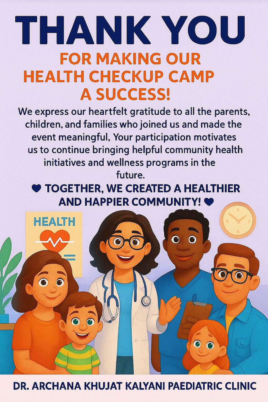 Thank-you poster for the health checkup camp