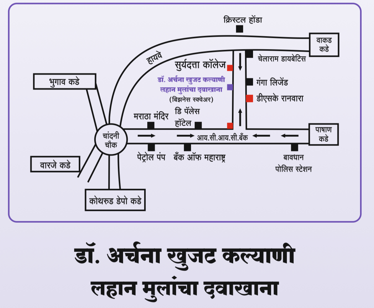 Map showing the location of Dr. Archana Khujat Kalyani Paediatric Clinic